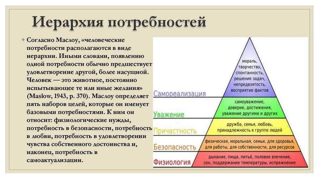 Пирамида маслоу: иерархия потребностей человека